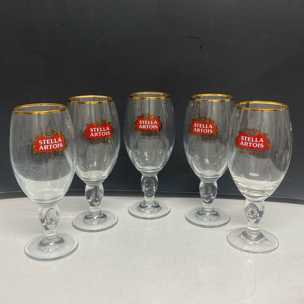 Stella Artois 5-Pack Original Beer Glass Chalice, 33cl Stemmed Round